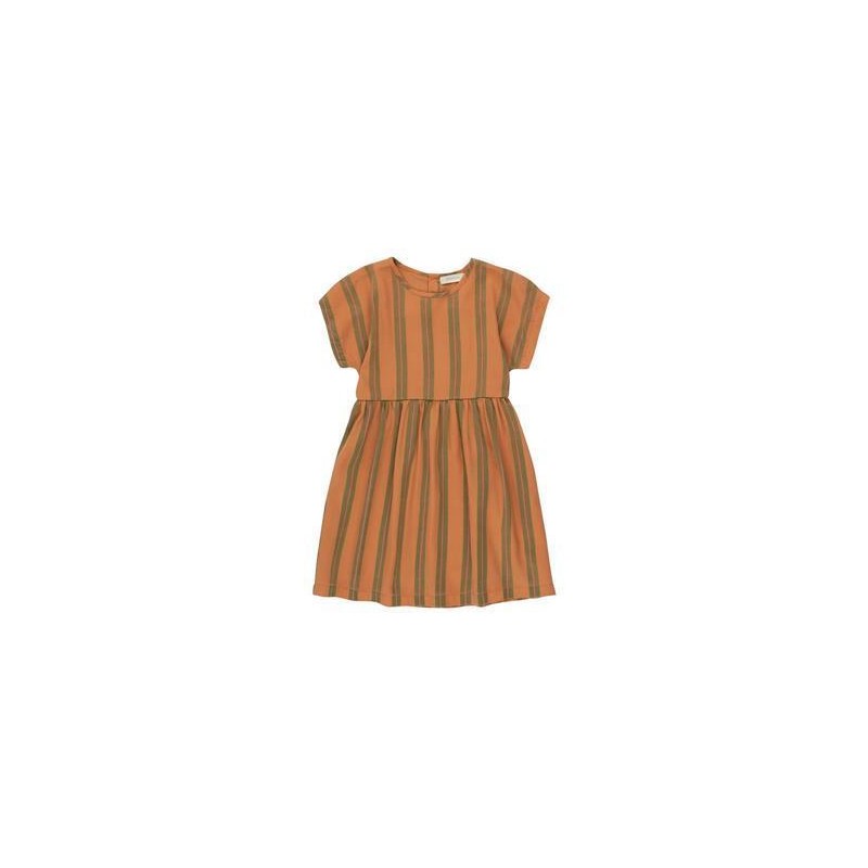 Tinycottons - Sukienka dziecięca Retro Stripes - Light Brown/Grass Green