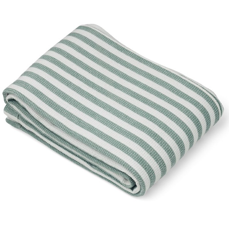 Liewood - Bawełniany ręcznik plażowy Macy - Y/D Stripes: Peppermint/Crisp white