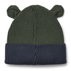 Liewood - Czapka bawełniana z uszkami Gina Beanie - Hunter green/Midnight navy