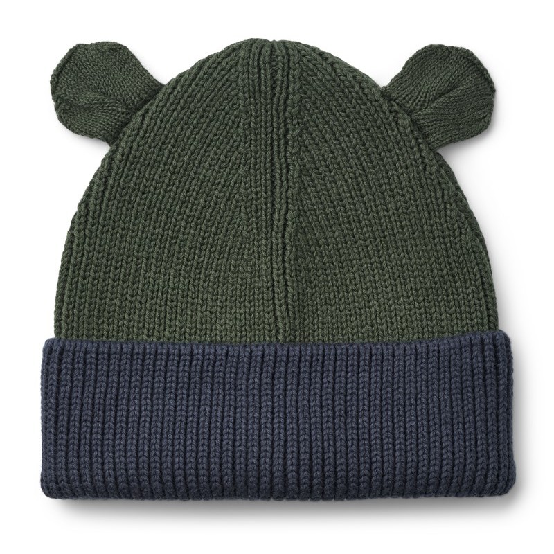 Liewood - Czapka bawełniana z uszkami Gina Beanie - Hunter green/Midnight navy