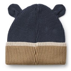 Liewood - Czapka bawełniana z uszkami Gina Beanie - Midnight navy/oat mix