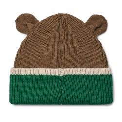 Liewood - Czapka bawełniana z uszkami Gina Beanie - Pecan/sandy mix