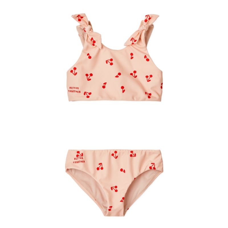 Liewood - Dwuczęściowy kostium kąpielowy Bow Printed Bikini Set - Cherries/Apple blossom