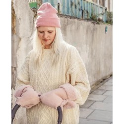 Binibamba - Mufki do wózka z naturalną wełną merino - rose