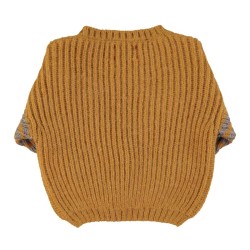 Piupiuchick - Dzianinowy sweter w paski - camel & grey stripes