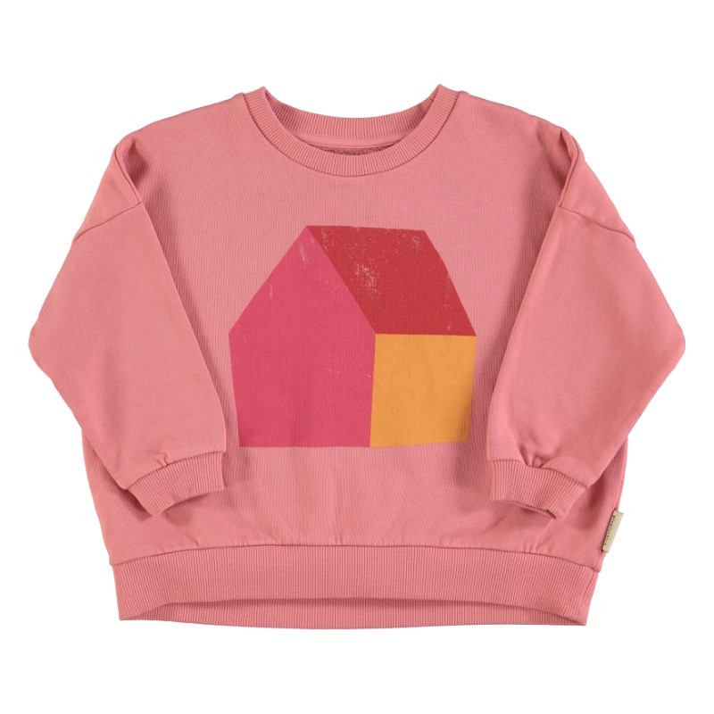 Piupiuchick - Bawełniana bluza z nadrukiem - pink w/ multicolor house print