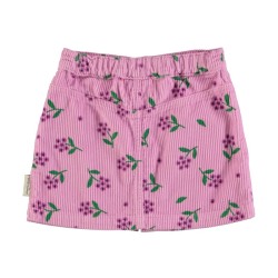 Piupiuchick - Sztruksowa spódniczka mini z kieszeniam - pink corduroy w/ flowers allover