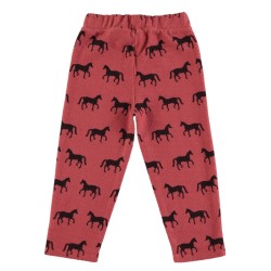 Piupiuchick - Bawełniane spodnie joggery z tkaniny strukturalnej - old pink w/ black horses w/ animal print