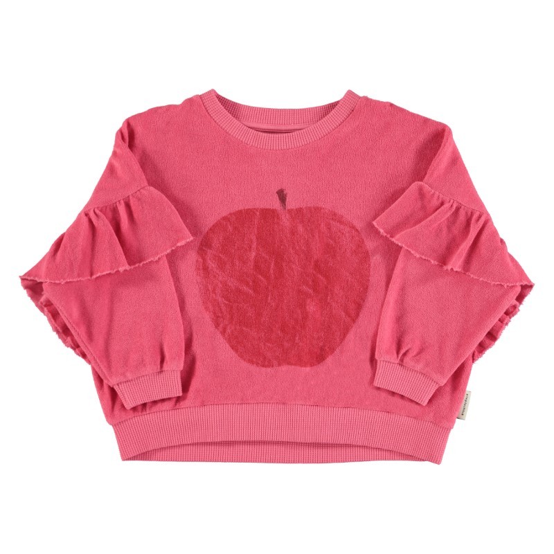 Piupiuchick - Bluza z ozdobnymi falbankami - strawberry pink w/ red apple print