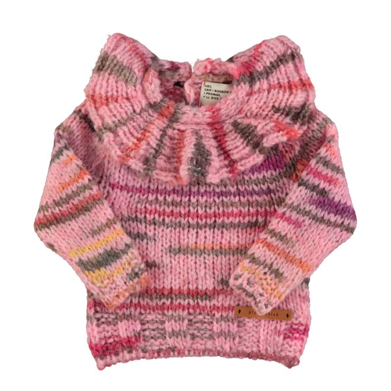 Piupiuchick - Dzianinowy sweter z ozdobnym kołnierzykiem - multicolor pink