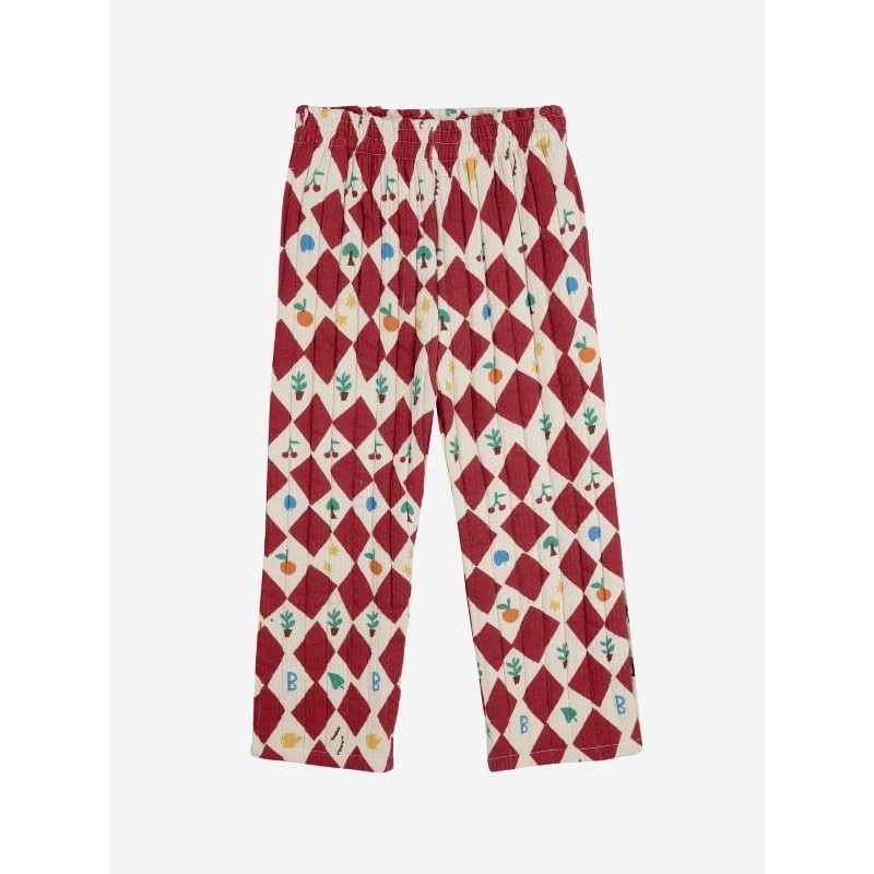 Bobo Choses - Pikowane spodnie z plisowaniem Kids Harlequin all over pants - red