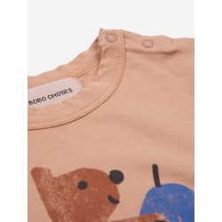 Bobo Choses - Bawełniany longsleeve z nadrukiem Baby Hungry Squirrel T-shirt - light brown