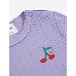 Bobo Choses - Bawełniany longsleeve w prążki Baby Cherry tight T-shirt - purple