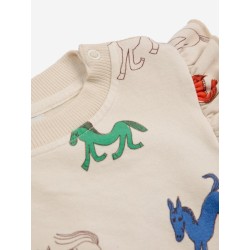 Bobo Choses - Bawełniana bluza z nadrukiem Baby Wonder Horse all over sweatshirt - offwhite