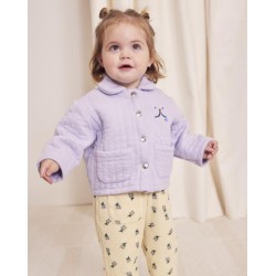 Bobo Choses - Pikowana bluza na guziki Baby Funny face sweatshirt - lavender