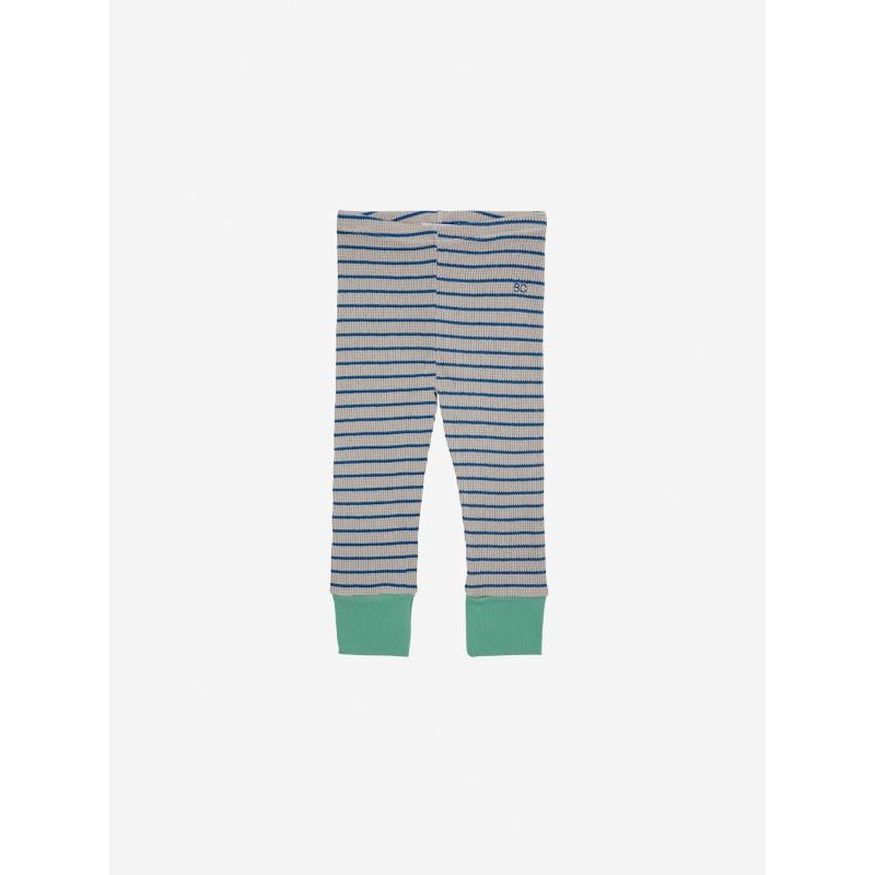 Bobo Choses - Leeginsy Baby Stripes waffle leggings  - blue