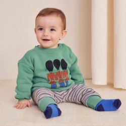 Bobo Choses - Leeginsy Baby Stripes waffle leggings  - blue