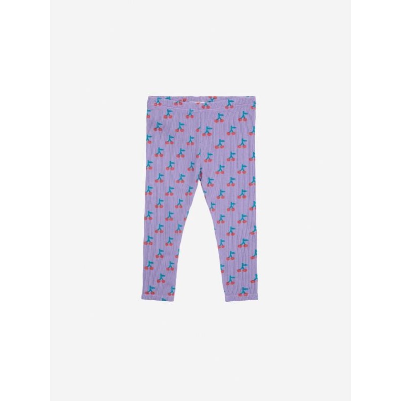 Bobo Choses - Legginsy w prążki Baby Cherry all over leggings - purple