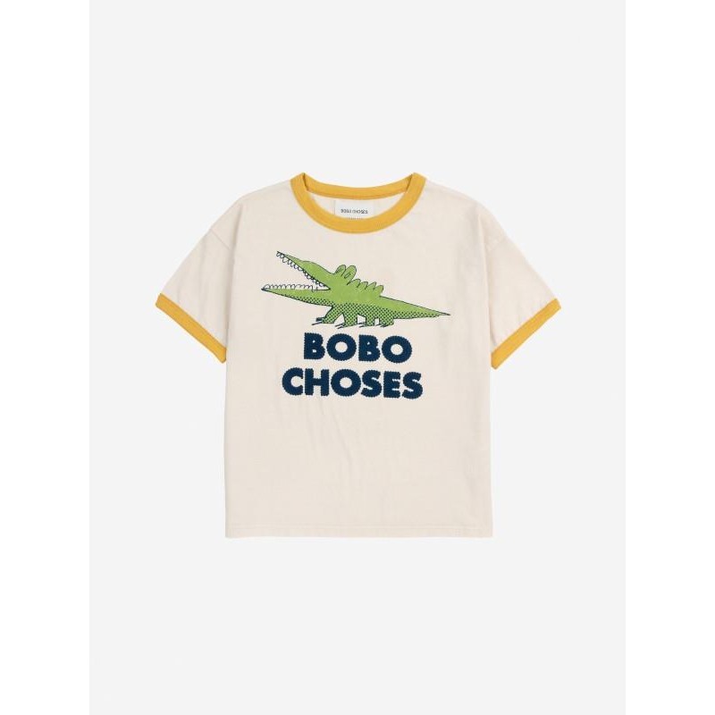 Bobo Choses - Bawełniany t-shirt z nadrukiem Kids Talking Crocodile - white