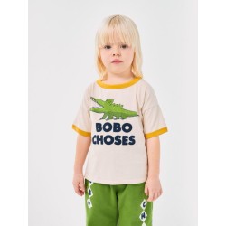 Bobo Choses - Bawełniany t-shirt z nadrukiem Kids Talking Crocodile - white