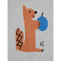 Bobo Choses - Bawełniany t-shirt z nadrukiem Kids Hungry Squirrel - light heather grey