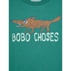 Bobo Choses - Bawełniany t-shirt z nadrukiem Kids The Clever Fox - dark green