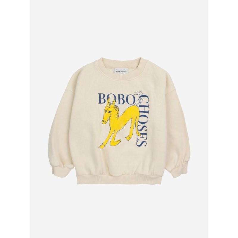 Bobo Choses - Bawełniana bluza z nadrukiem Kids Wonder Horse sweatshirt - white