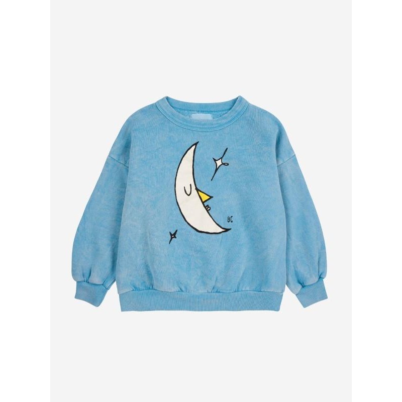 Bobo Choses - Bawełniana bluza z nadrukiem Kids Beneath the Moon sweatshirt - light blue