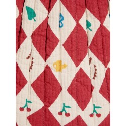 Bobo Choses - Pikowana spódnica mini z plisowaniem Kids Harlequin all over skirt - red