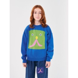 Bobo Choses - Żakardowy sweter z dzianiny Kids Funny Face jumper - blue