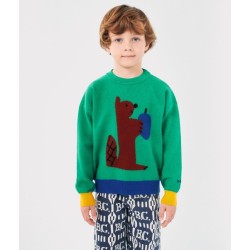 Bobo Choses - Żakardowy sweter z dzianiny Kids Hungry Squirrel jumper - green