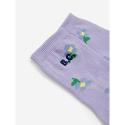 Bobo Choses - Skarpety Baby Pansy Flower all over long socks - lavender