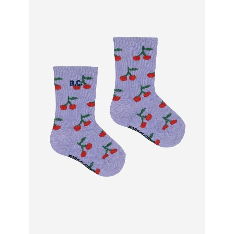 Bobo Choses - Skarpety Baby Cherry all over short socks - purple