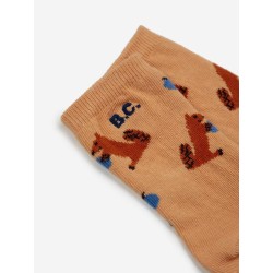 Bobo Choses - Skarpety Baby Hungry Squirrel all over long socks - light brown