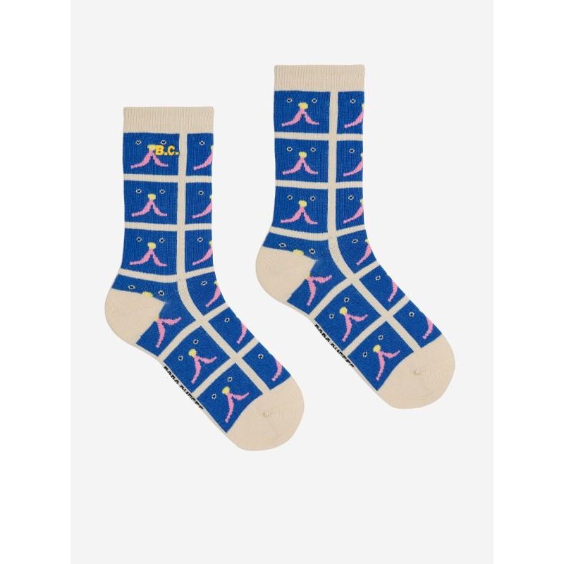 Bobo Choses - Skarpety Kids Funny Face all over long socks - blue