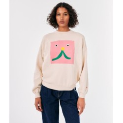 Bobo Choses - Bawełniana bluza z nadrukiem Abstract Cat Smile print sweatshirt Adult - white