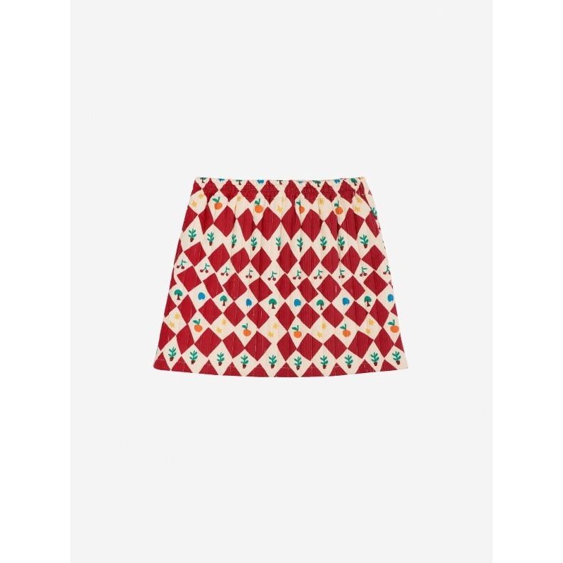 Bobo Choses - Plisowana spódnica mini Harlequin printed Adult - red