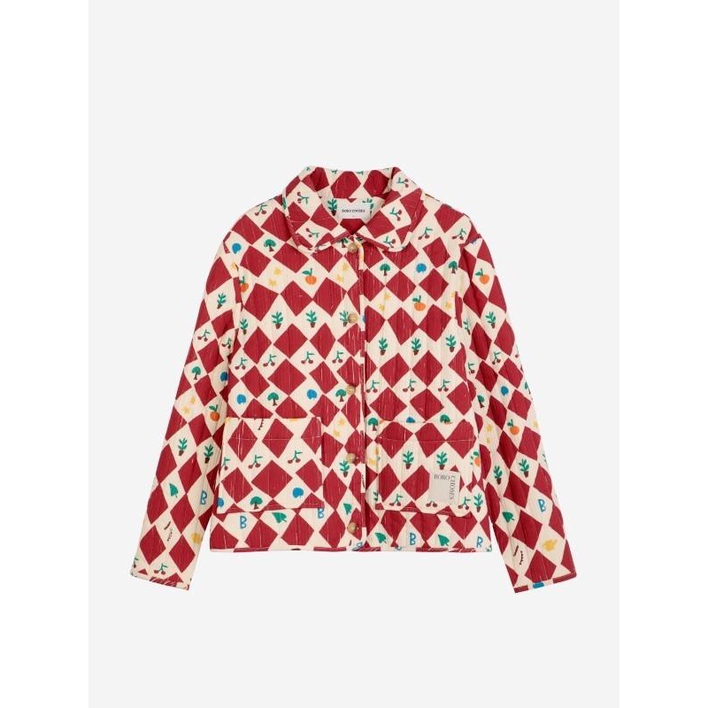 Bobo Choses - Krótka kurtka pikowana Harlequin printed Adult - red