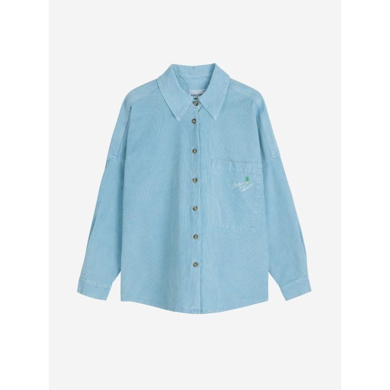 Bobo Choses - Sztruksowa koszula z haftem Embroidery Adult - light blue