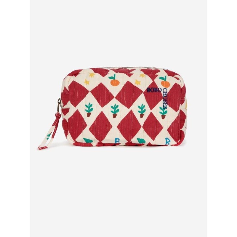 Bobo Choses - Pikowana kosmetyczka Harlequin printed pouch - red