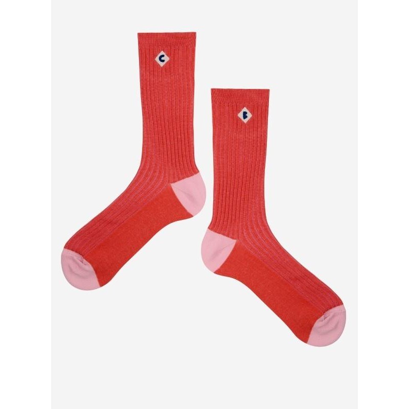 Bobo Choses - Skarpety Adult Color block long socks - red