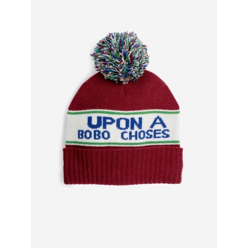 Bobo Choses - Czapka wełniana z pomponem Once Upon a Time beanie Adult - burgundy red