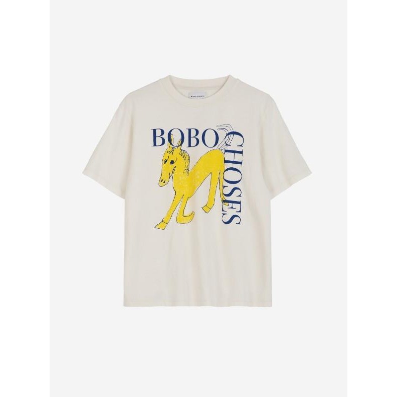 Bobo Choses - Bawełniany t-shirt z nadrukiem Wonder Horse Adult - offwhite