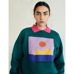 Bobo Choses - Bawełniana bluza z nadrukiem Sunset print sweatshirt Adult - dark green