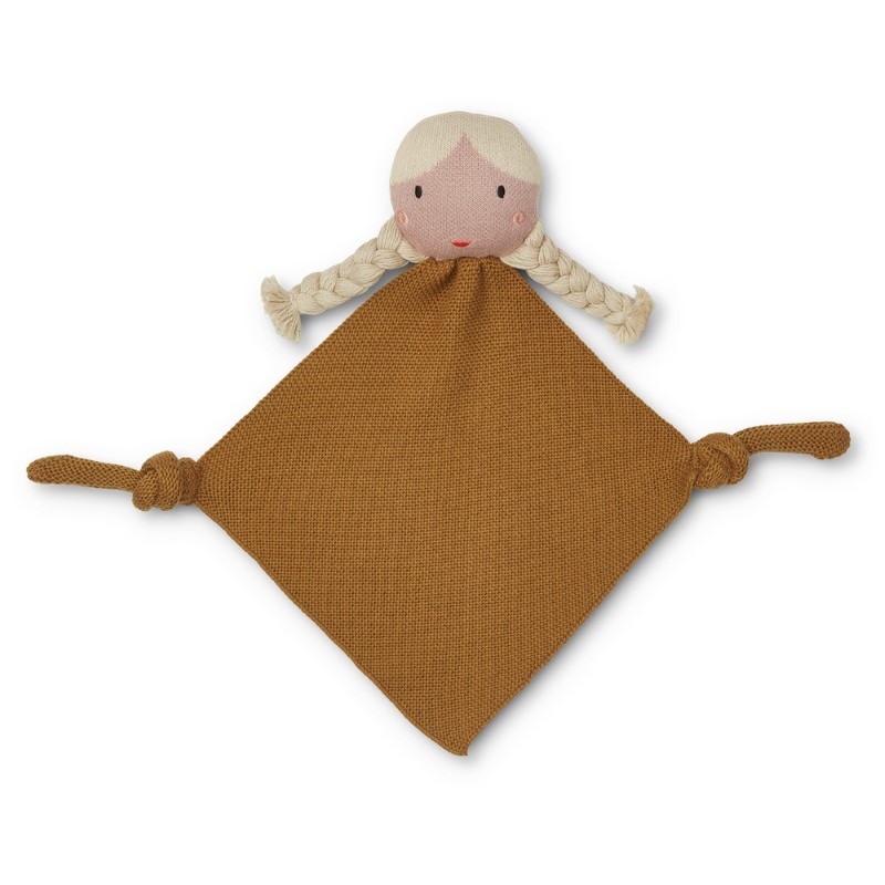 Liewood - Muślinowy kocyk-przytulanka, doudou Alfie - Doll/golden caramel multi mix