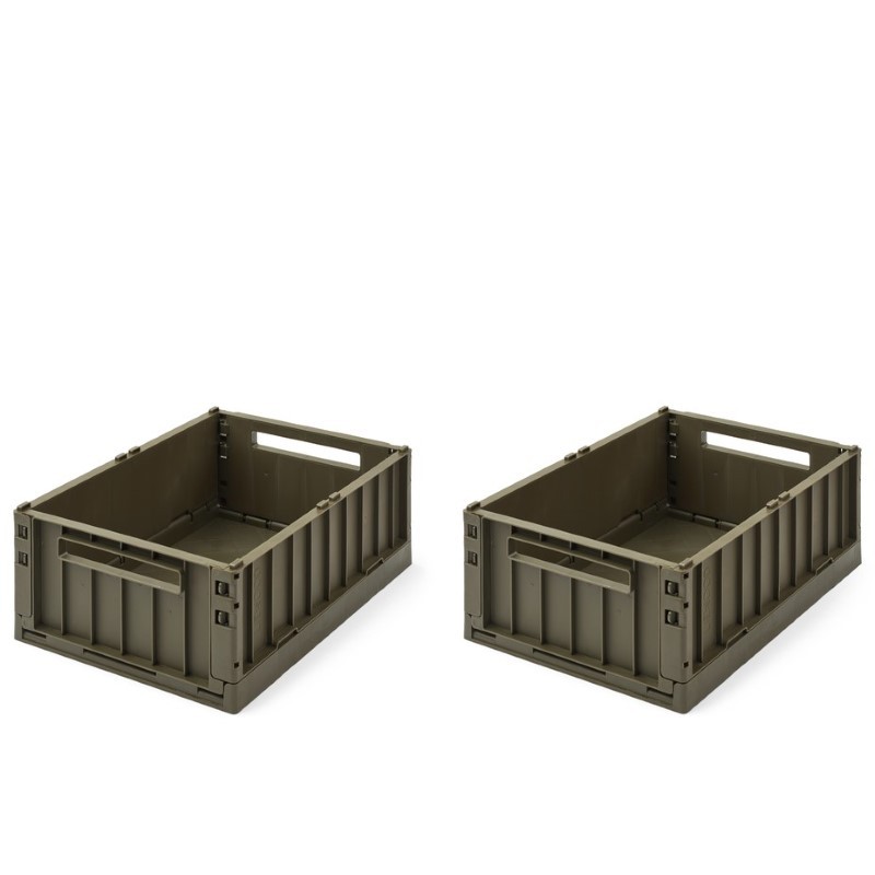 Liewood - Składana skrzynka do przechowywania Weston Storage Box M 2-pak - Army brown