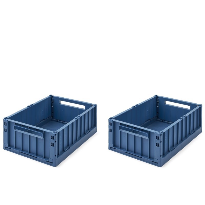 Liewood - Składana skrzynka do przechowywania Weston Storage Box M 2-pak - Indigo blue