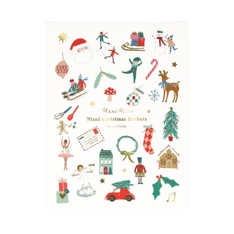 Meri Meri - Naklejki, 10 arkuszy - Christmas, Mixed Icon