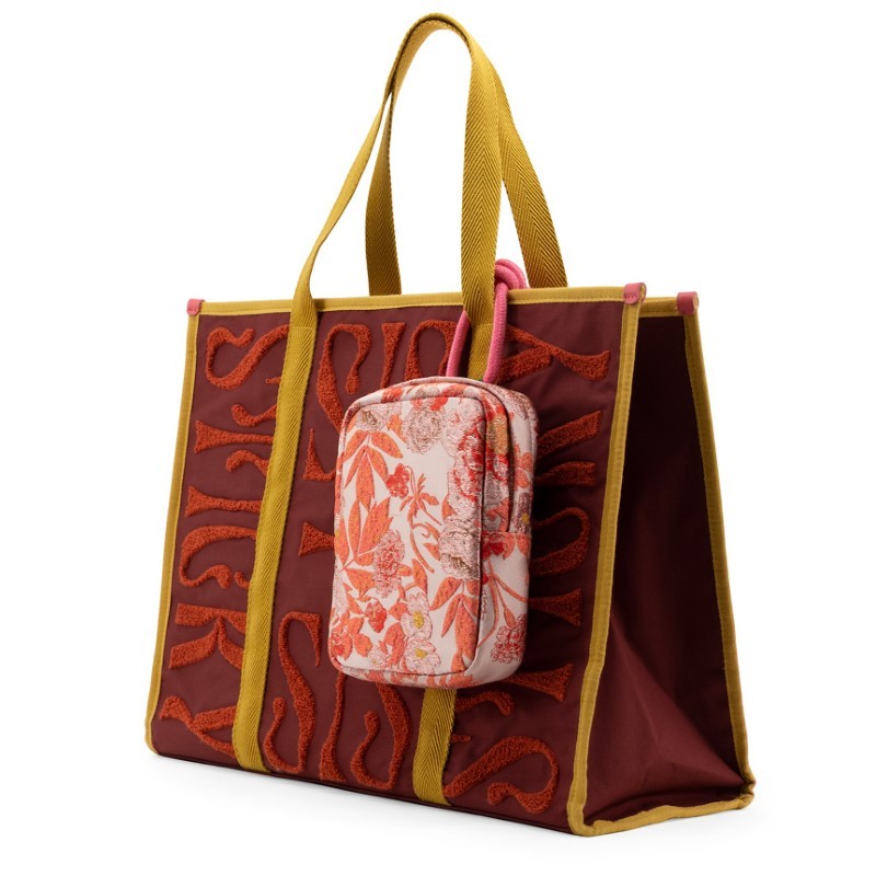 The Sticky Sis Club - Torba na zakupy Shopper z odpinaną saszetką - vin rouge + floral