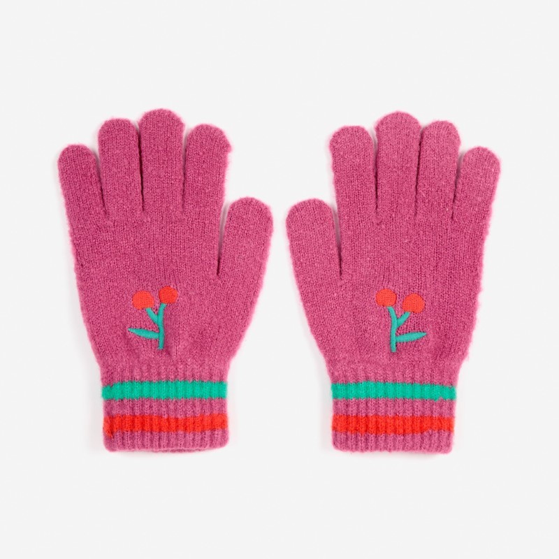 Bobo Choses - Rękawiczki dzianinowe Kids Cherry gloves - fuchsia